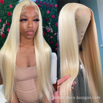 613 Blonde Middle Blonde T-shaped Lace Front Wig 100% Real Hair Wig Brazilian Straight Hair Wig Suitable for Female Human Hair